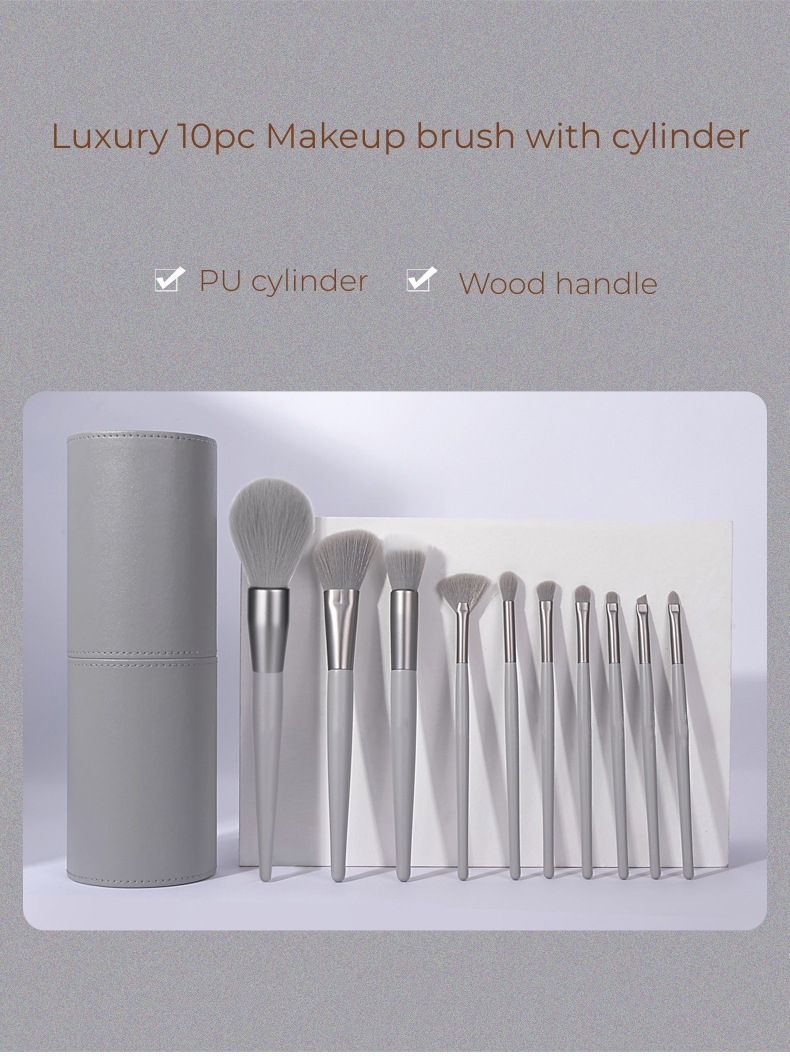 10pc Grey brush set