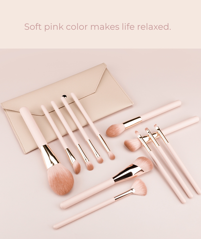 12pc Pink brush set with Bag