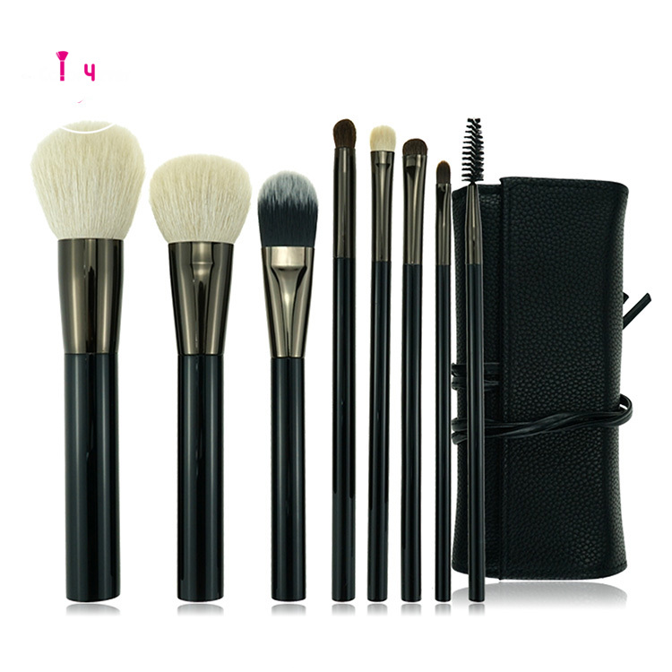 8pc Classic Black brush set with bag